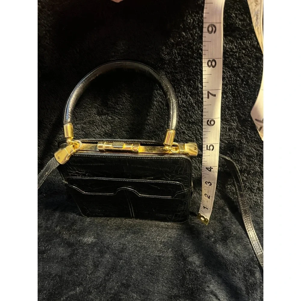 Vintage VALENTINO Garavani Black Leather Alligator Embossed Mini Purse RARE! - Picture 10 of 10